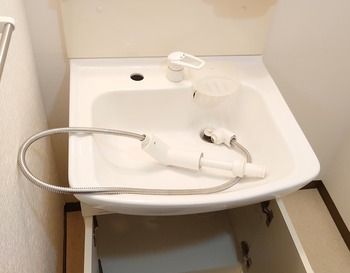 洗面台にシャワーヘッド